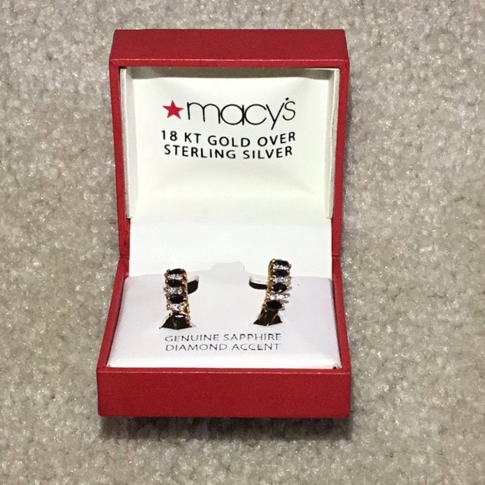 Macy’s Genuine Sapphire Diamond Accent Earrings